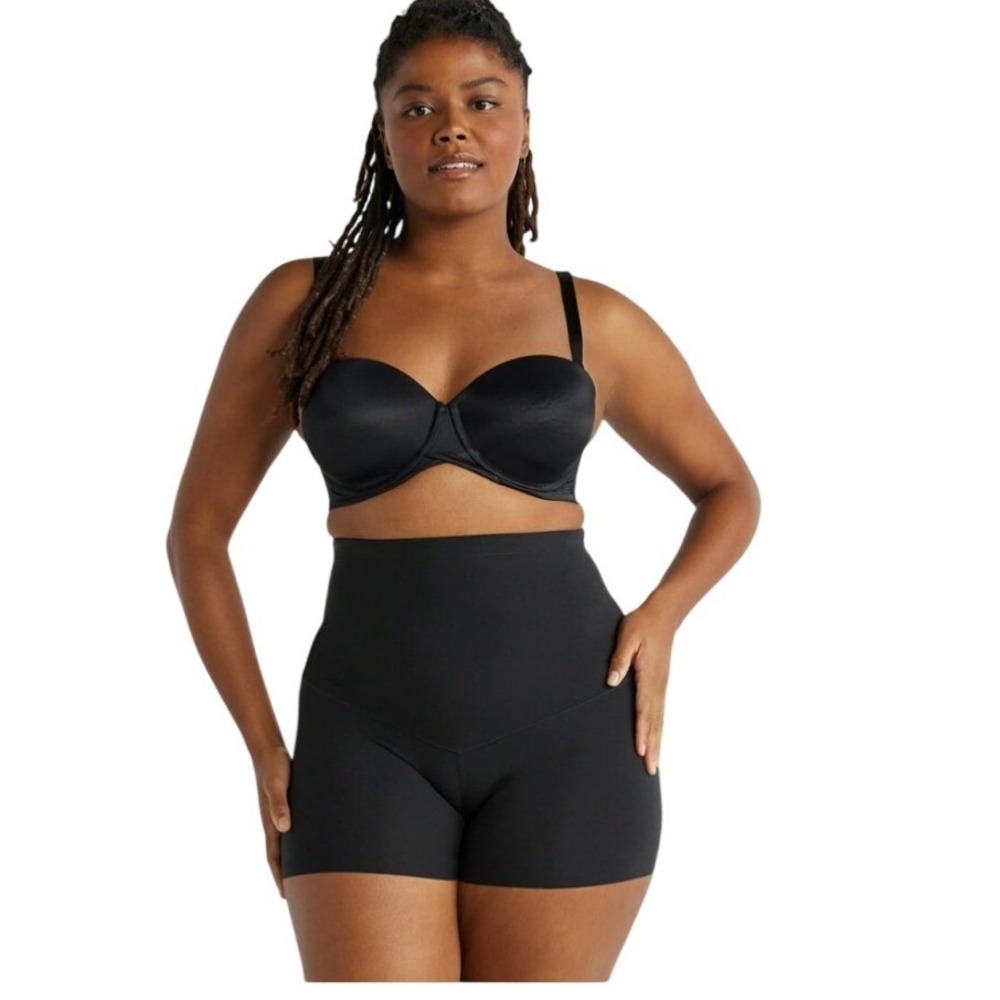 Joyspun Mid-Rise Shaping Boyshort XXL 20 Black‎ Seamless Medium Support NWT